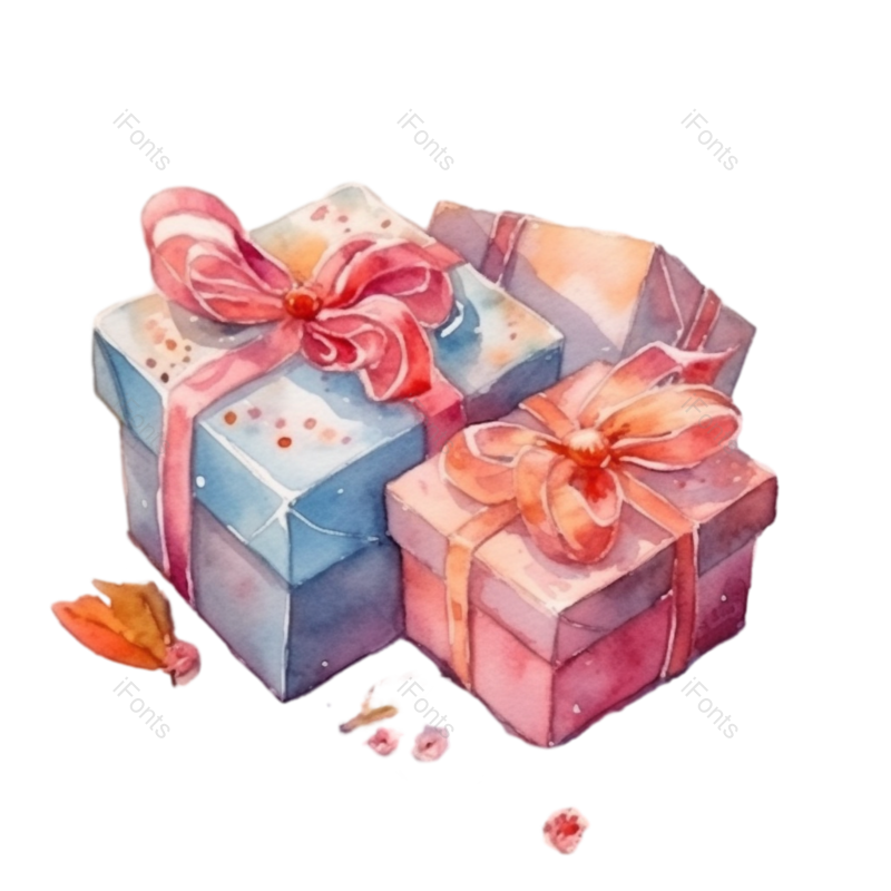 礼盒图片,油画元素,水彩PNG,免抠素材
